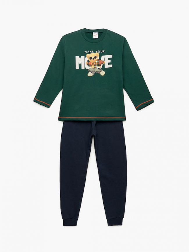 Минерва Детска пижама Зелена Move Bear