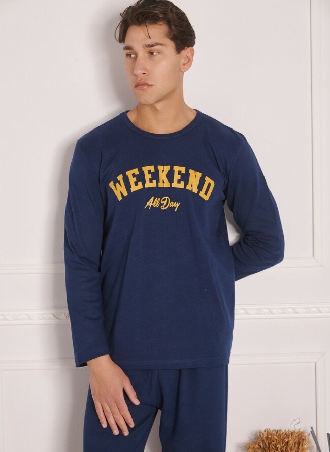 Мъжка пижама с лого Weekend all day